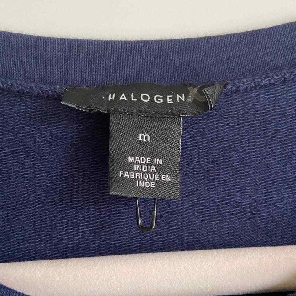 Halogen Sweatshirt  Blue Stripe Bows Medium‎ Coquette Chic Cozy NWOT - Picture 4 of 9
